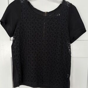 Hi-Line Short-Sleeved, Sheer Lace Blouse - SMALL